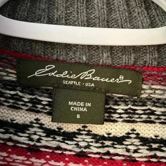 ❤️2/$50❤️[S]Eddie Bauer Cotton Blend High Neck Mixed Colour Knit Button Sweater - Picture 2 of 7